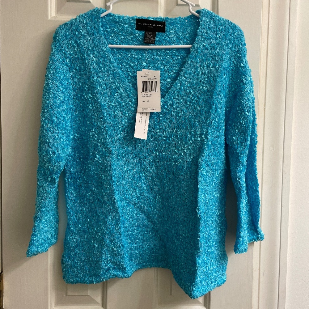 NWT August Silk Knits Blue Women Sweaters